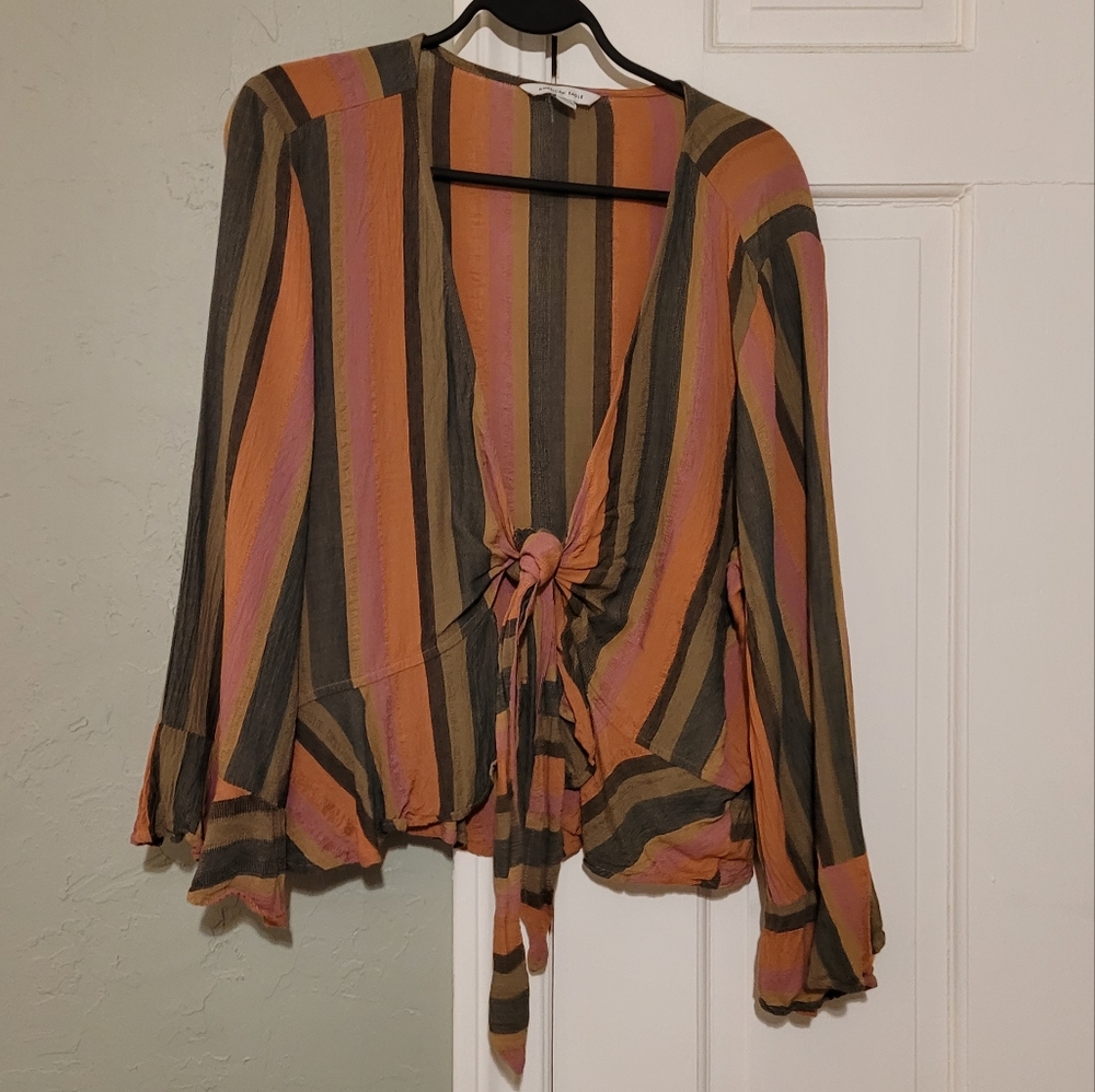 American Eagle Tie Front Top